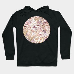 Dusty Rose and Coral Art Deco Marbling Pattern Hoodie